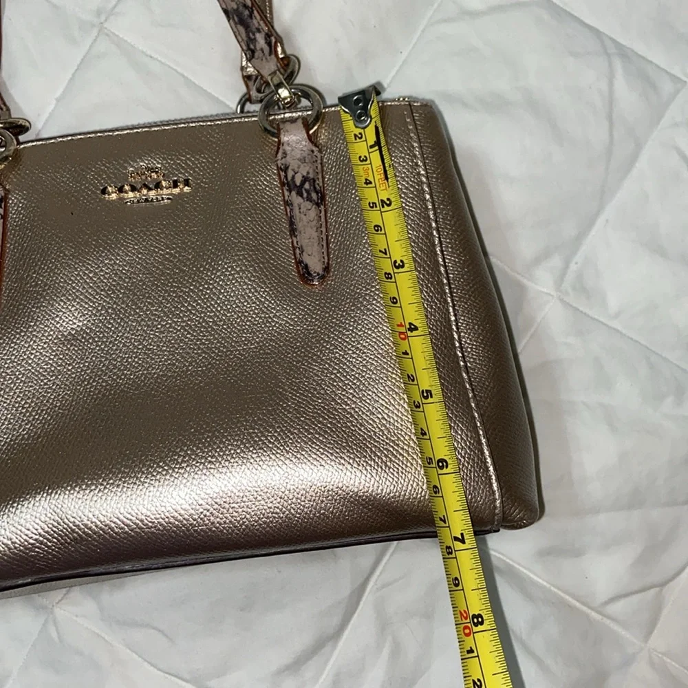 Coach Mini Christie metallic with snake embossed satchel strap carry all